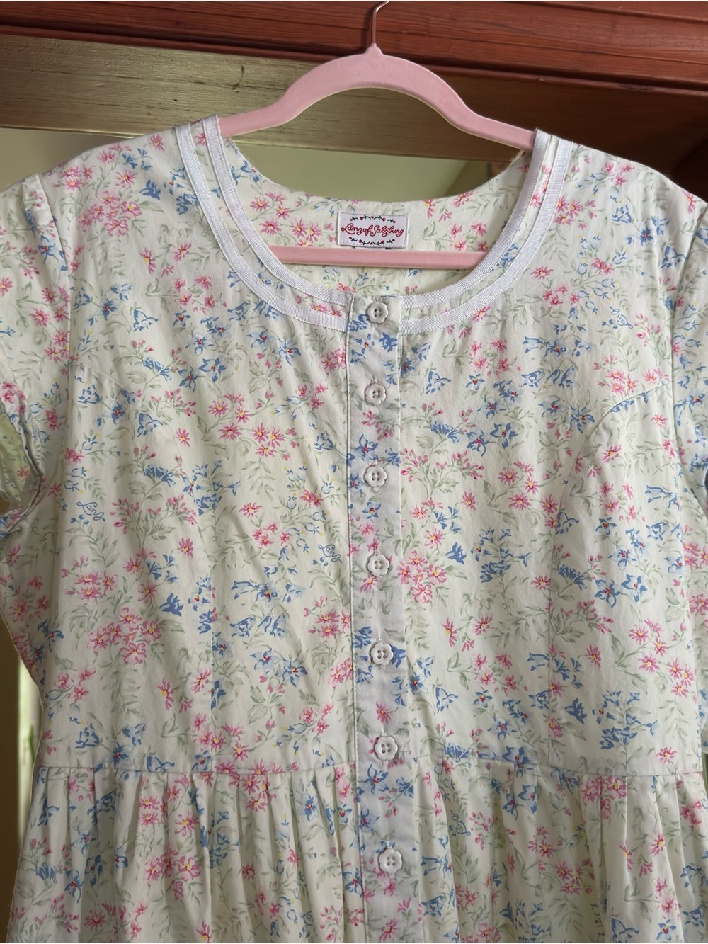 Vintage Lanz of Salzburg mint green floral button front midi dress size M - Picture 2 of 3